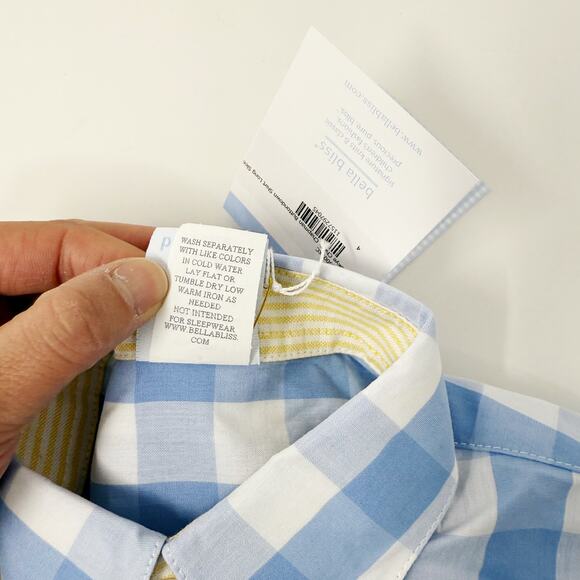 Bella Bliss Boys 4 Blue White Skye Check Chapman Button Down Shirt Long Sleeve - Picture 9 of 10